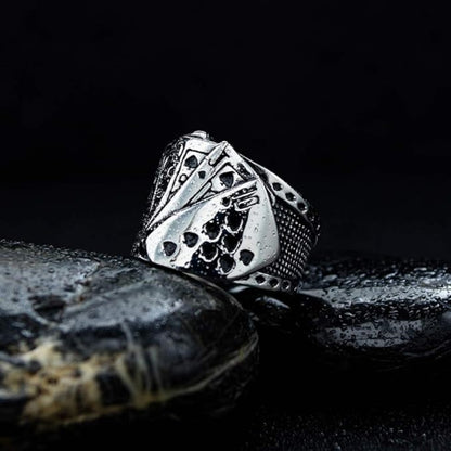 Rockyu トランプモチーフ メンズリング ステンレス製 ポーカーデザイン 指輪