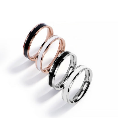 Rockyu シンプルステンレスリング レディース 3.5mm幅 金属アレルギー対応 エナメル加工