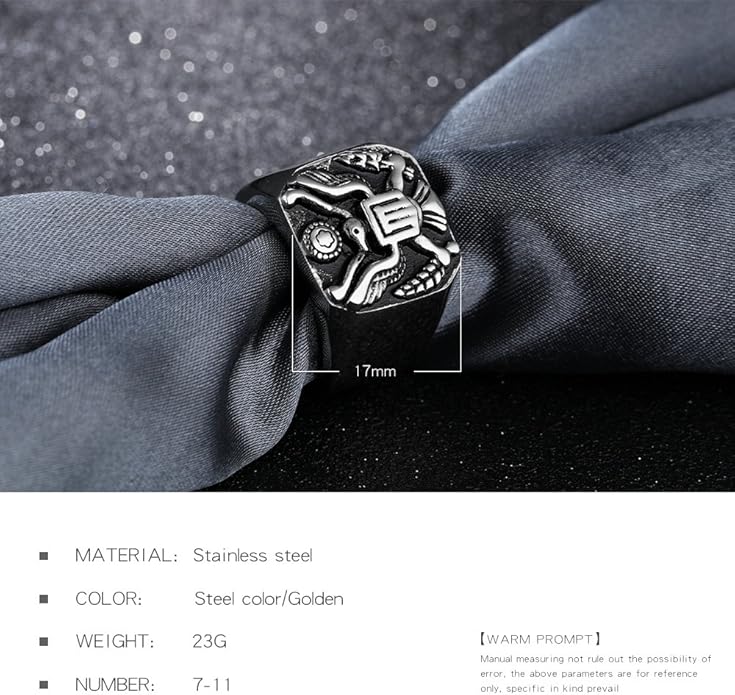 Rockyu メンズリング ステンレス製 タカモチーフ 彫刻 シグネットスタイル