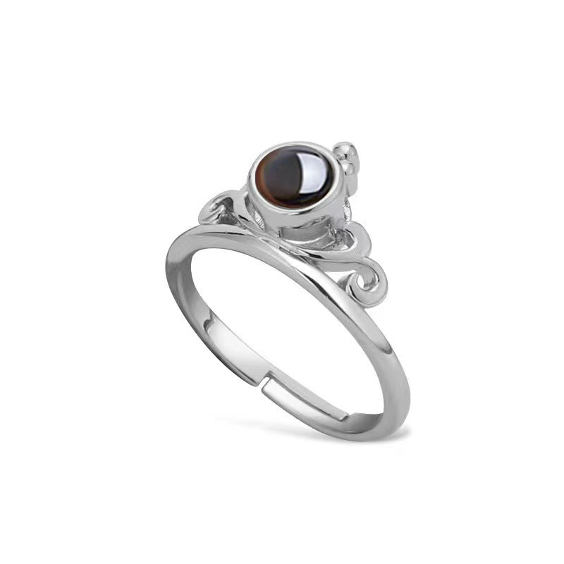 Rockyu 指輪 レディース ピンクゴールド シンプル フリーサイズ リング ルーペ付き