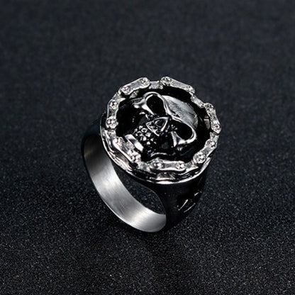 Rockyu スカルデザインリング メンズ ステンレス製 パンク ヒップホップ風