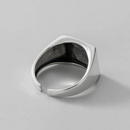 Rockyu 指輪 レディース メンズ フリーサイズ シルバー925 シンプル印台リング 光沢仕上げ おしゃれ純銀製リング