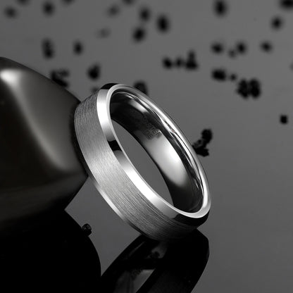 Rockyu タングステンリング メンズ 平打ち 4mm ヘアライン加工 シンプル指輪