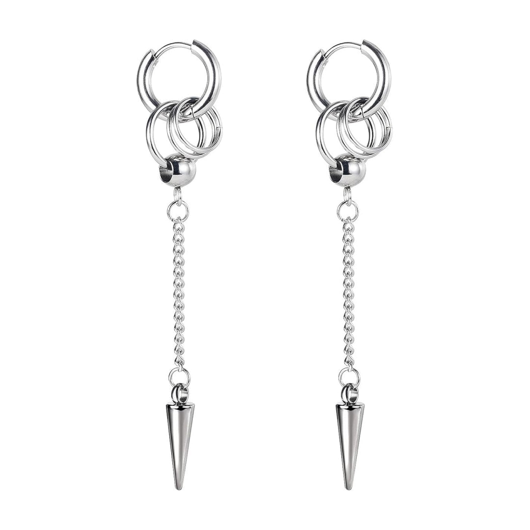 Rockyu チェーンピアス ステンレススチール スパイクフープピアス メンズ レディース兼用