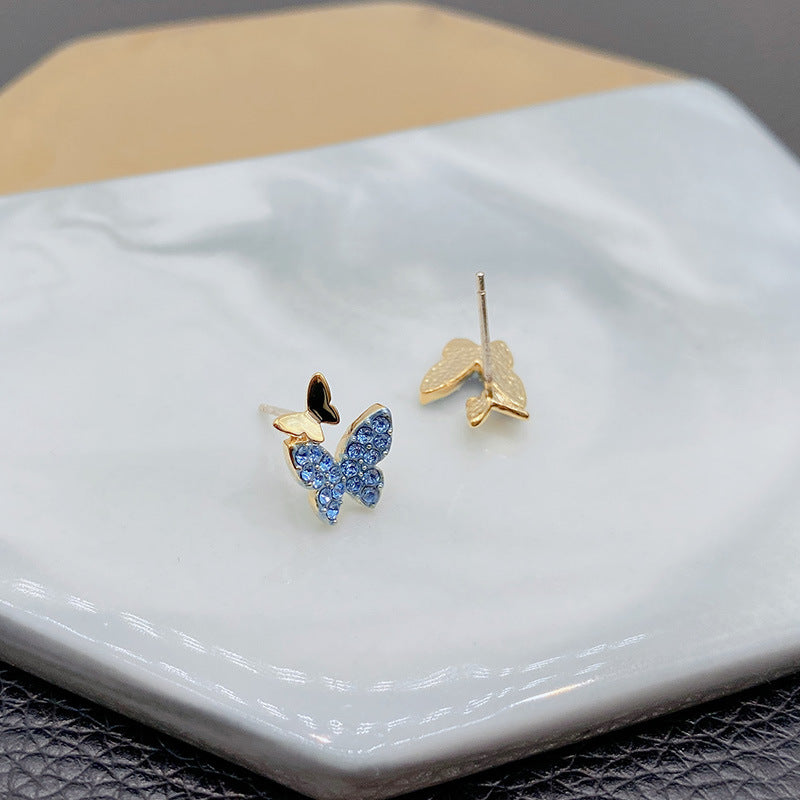 Rockyu バタフライピアス｜ジルコニア輝く小さめ蝶々デザイン レディーススタッド