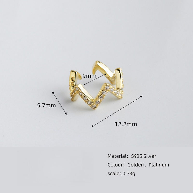 Rockyu フェイクピアス レディース メンズ シルバー925 ゴールド&シルバー W形 ジルコニア イヤーカフ アレルギー対応