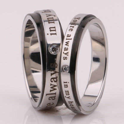 ペアリング シンプル＆ジルコニア付き｜錆びにくいステンレス製カップル指輪