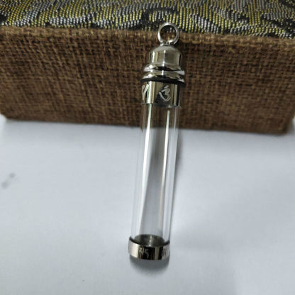 Rockyu メモリアルネックレス ガラス製 香水瓶型ペンダント ステンレス製 遺骨入れ