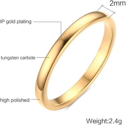 Rockyu タングステン リング 細身 2mm シンプル おしゃれ 指輪 男女兼用 全5色