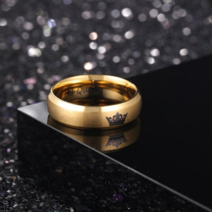 Rockyu ペアリング Her King & His Queen ステンレス製 ブラック＆ゴールド