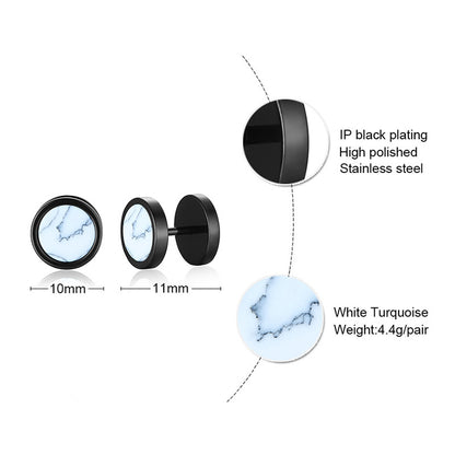 Rockyu ステンレス製スタッドピアス メンズ レディース 両耳用 ターコイズデザイン