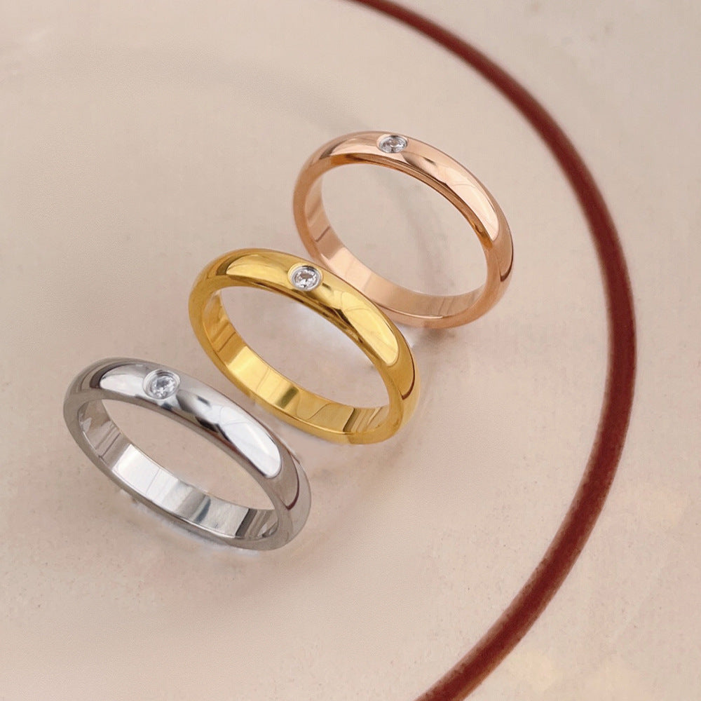 Rockyu シンプル一粒ジルコニアリング｜チタン製レディースリング