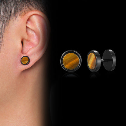 Rockyu ステンレス製スタッドピアス メンズ レディース 両耳用 ターコイズデザイン