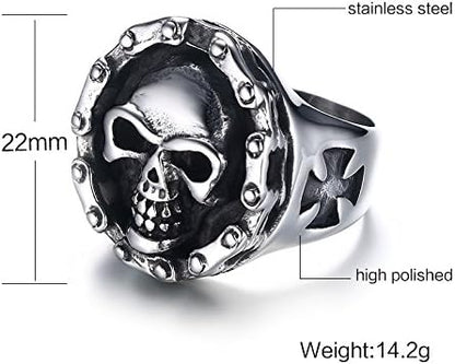 デビルスカルリング ＆ スカルバンドリングセット｜316Lステンレス製 パンク系メンズアクセサリー