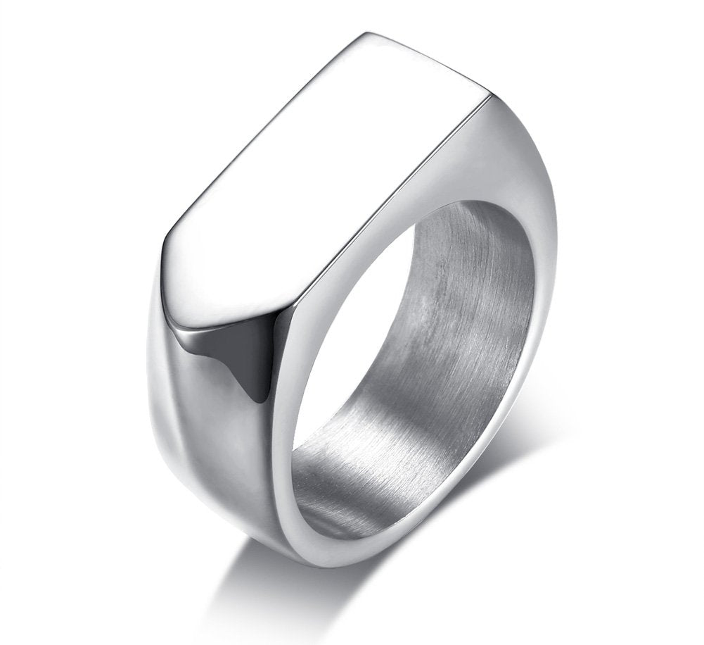 メンズ印台リング｜ステンレス 幅広 スクエアデザイン 指輪 金属アレルギー対応