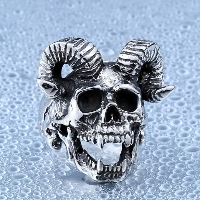 デビルスカルリング ＆ スカルバンドリングセット｜316Lステンレス製 パンク系メンズアクセサリー