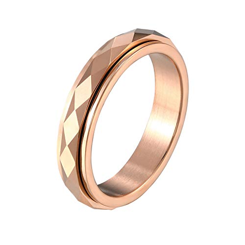 Rockyu ステンレスリング メンズ＆レディース兼用 6mm 幅広 ツイストデザイン