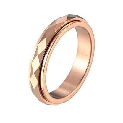 Rockyu ステンレスリング メンズ＆レディース兼用 6mm 幅広 ツイストデザイン