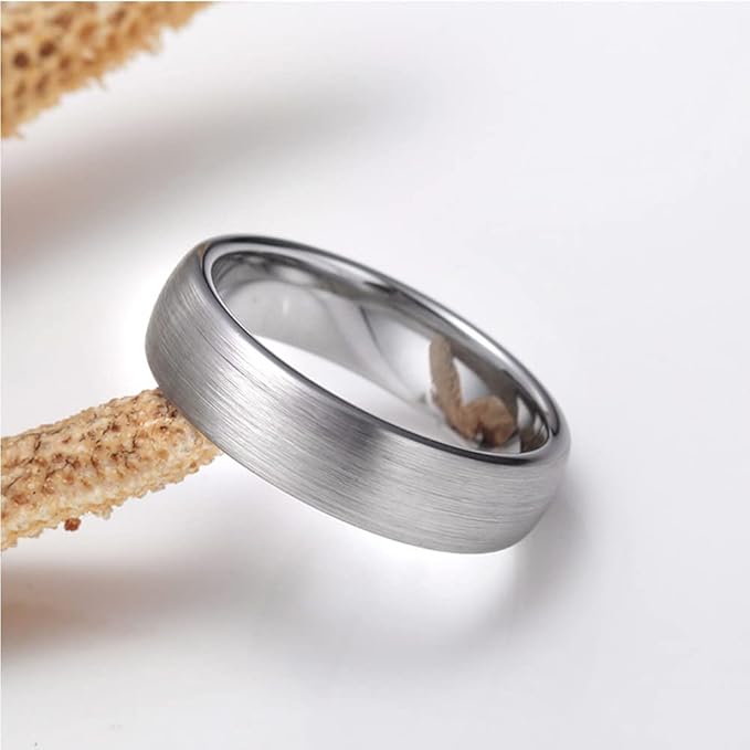 マット甲丸タングステンリング｜Rockyu 男女兼用 6mm/8mm 高耐久シンプル指輪 IPメッキ仕上げ