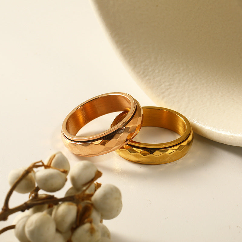 Rockyu ステンレスリング メンズ＆レディース兼用 6mm 幅広 ツイストデザイン