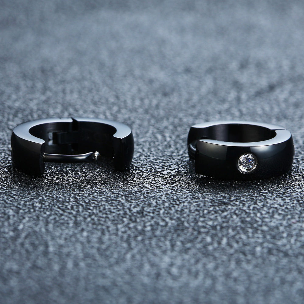 Rockyu サージカルステンレス フープピアス メンズ レディース 幅広 シンプル ジルコニア 金属アレルギー対応