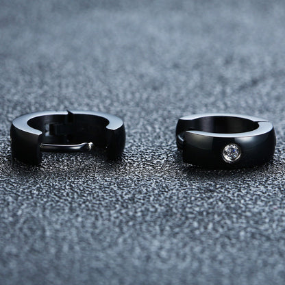 Rockyu サージカルステンレス フープピアス メンズ レディース 幅広 シンプル ジルコニア 金属アレルギー対応