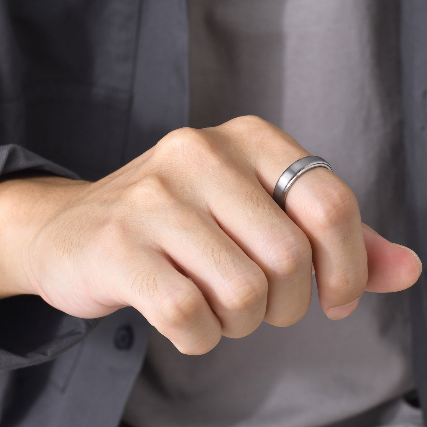Rockyu タングステン＆チタン リング｜メンズ・レディース兼用 シンプルデザイン 指輪 金属アレルギー対応