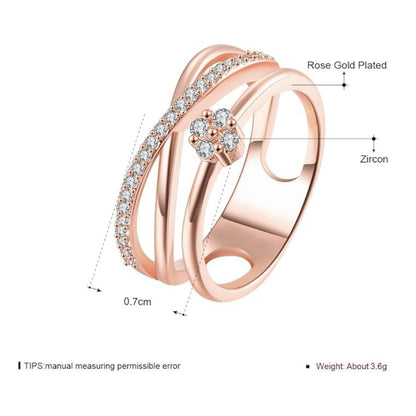 Rockyu 指輪 レディース 18K ピンクゴールド キラキラ おしゃれ リング 華奢デザイン ジュエリー 女性 プレゼント