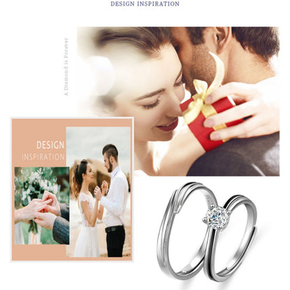 Rockyu ペアリング シルバー925 ジルコニア 四本爪デザイン カップルリングセット 金属アレルギー対応