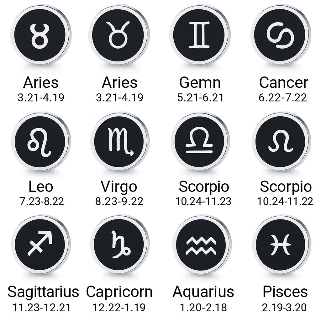 Rockyu 星座ピアス 8mm ステンレス ブラック メンズ レディース 水瓶座 アンティーク風