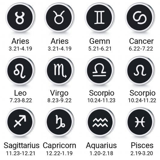 Rockyu 星座ピアス 8mm ステンレス ブラック メンズ レディース 水瓶座 アンティーク風